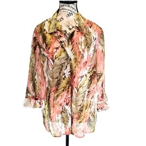 Alfred Dunner‎ Sheer 3/4 Length Sleeve Fall Colors Size 12